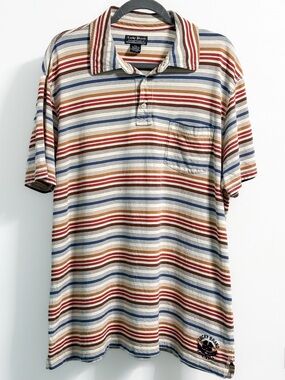 Lucky Brand Striped Polo Shirt XXL Cotton Retro Casual Pocket